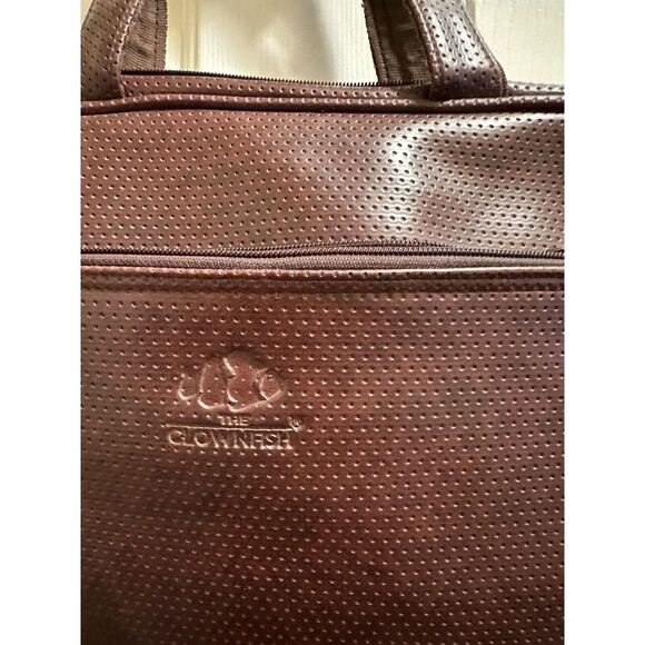 THE CLOWNFISH Brown leather Laptop Messenger Bag Shoulder Hand Bag. - Picture 1 of 8